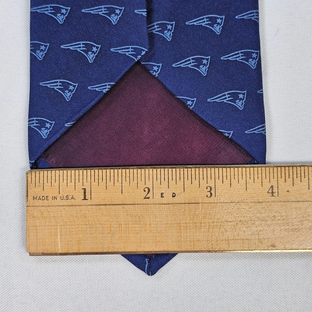 NFL New England Patriots Ralph Marlin Navy Blue Tonal Logo Silk Necktie USA Made